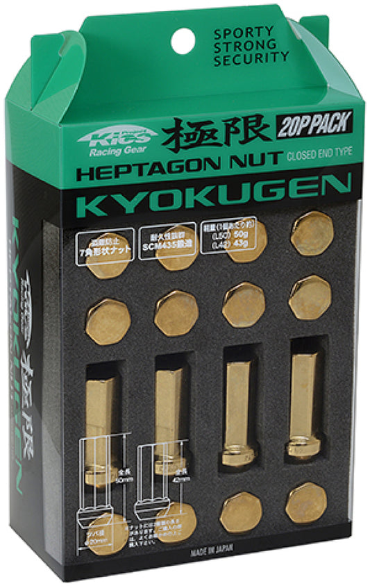 Project Kics 12x1.25 42mm Kyokugen Pack  - Gold (20 Pcs)